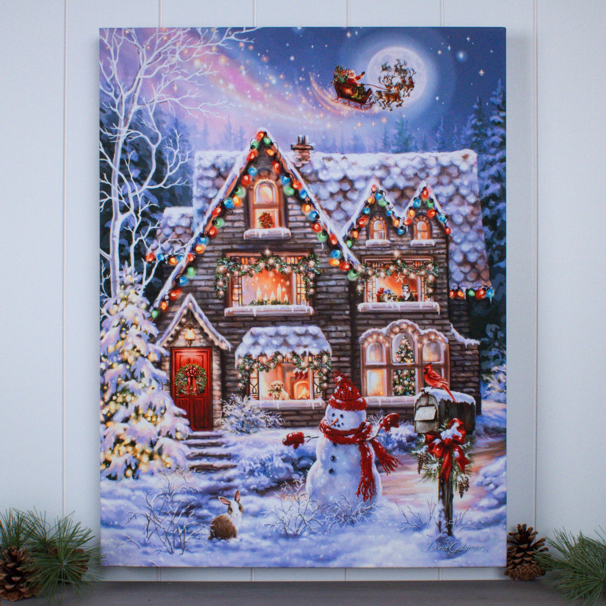 Christmas House 18x24 Fully Illuminated LED Wall Art