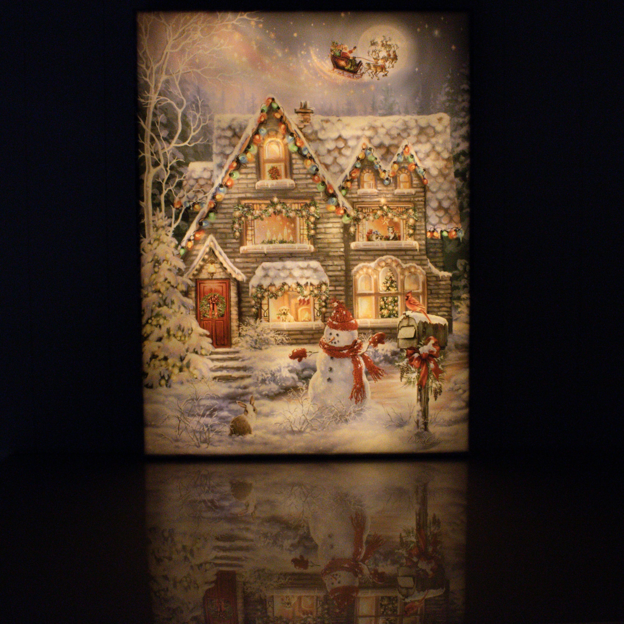 Christmas House 18x24 Fully Illuminated LED Wall Art