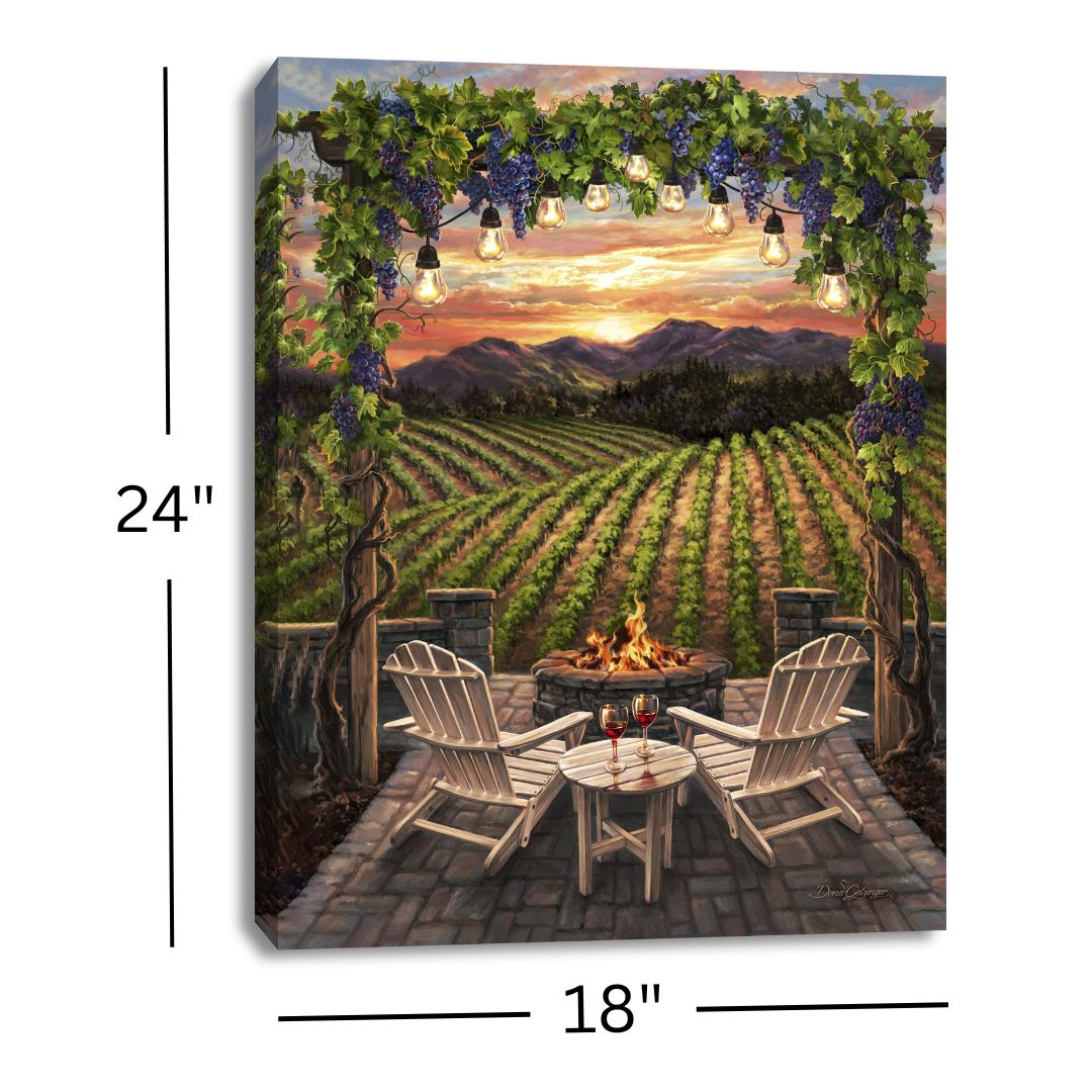 Wine at Sunset 18x24 Fully Illuminated LED Wall Art