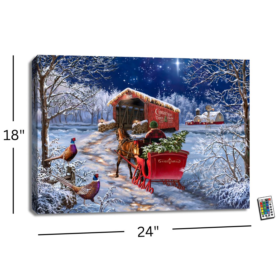 Starry Winter Night 18x24 Fully Illuminated LED Wall Art