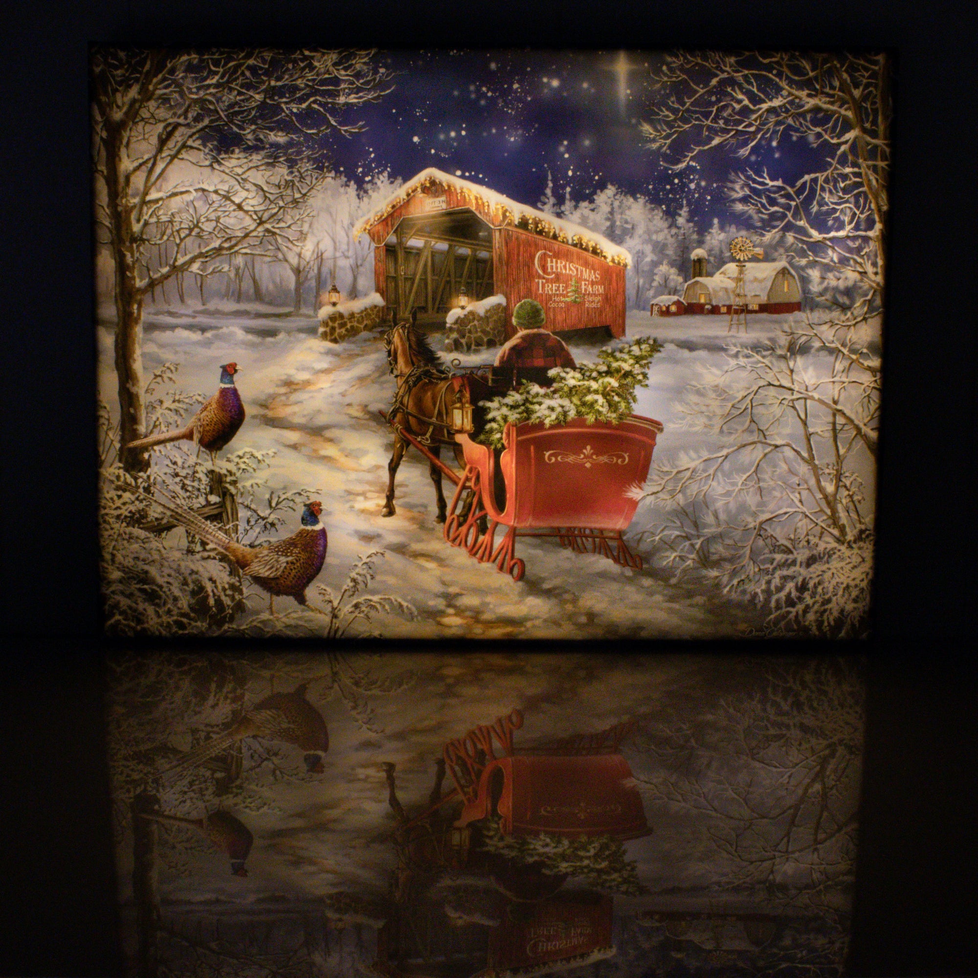 Starry Winter Night 18x24 Fully Illuminated LED Wall Art