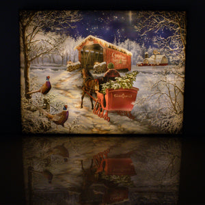 Starry Winter Night 18x24 Fully Illuminated LED Wall Art