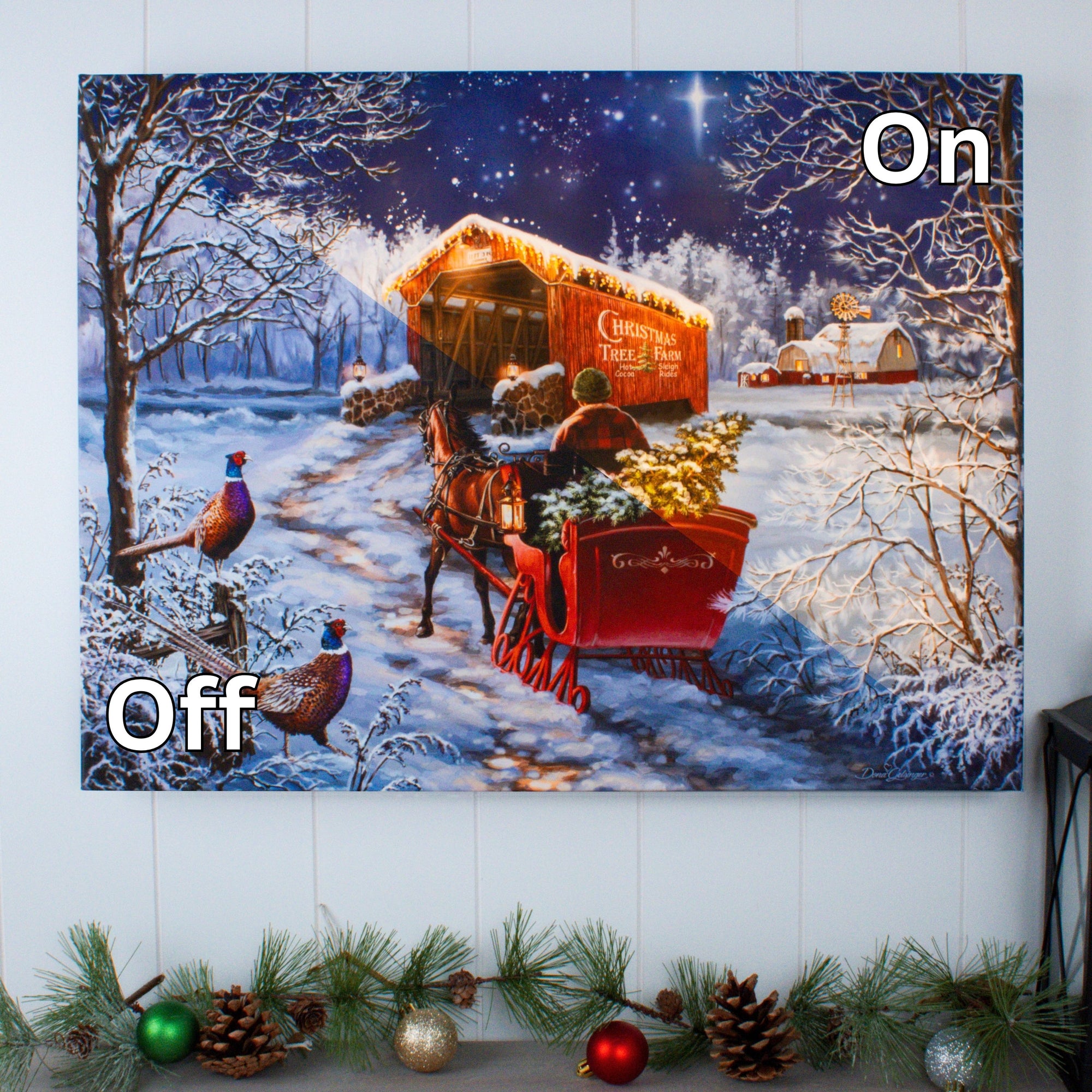 Starry Winter Night 18x24 Fully Illuminated LED Wall Art