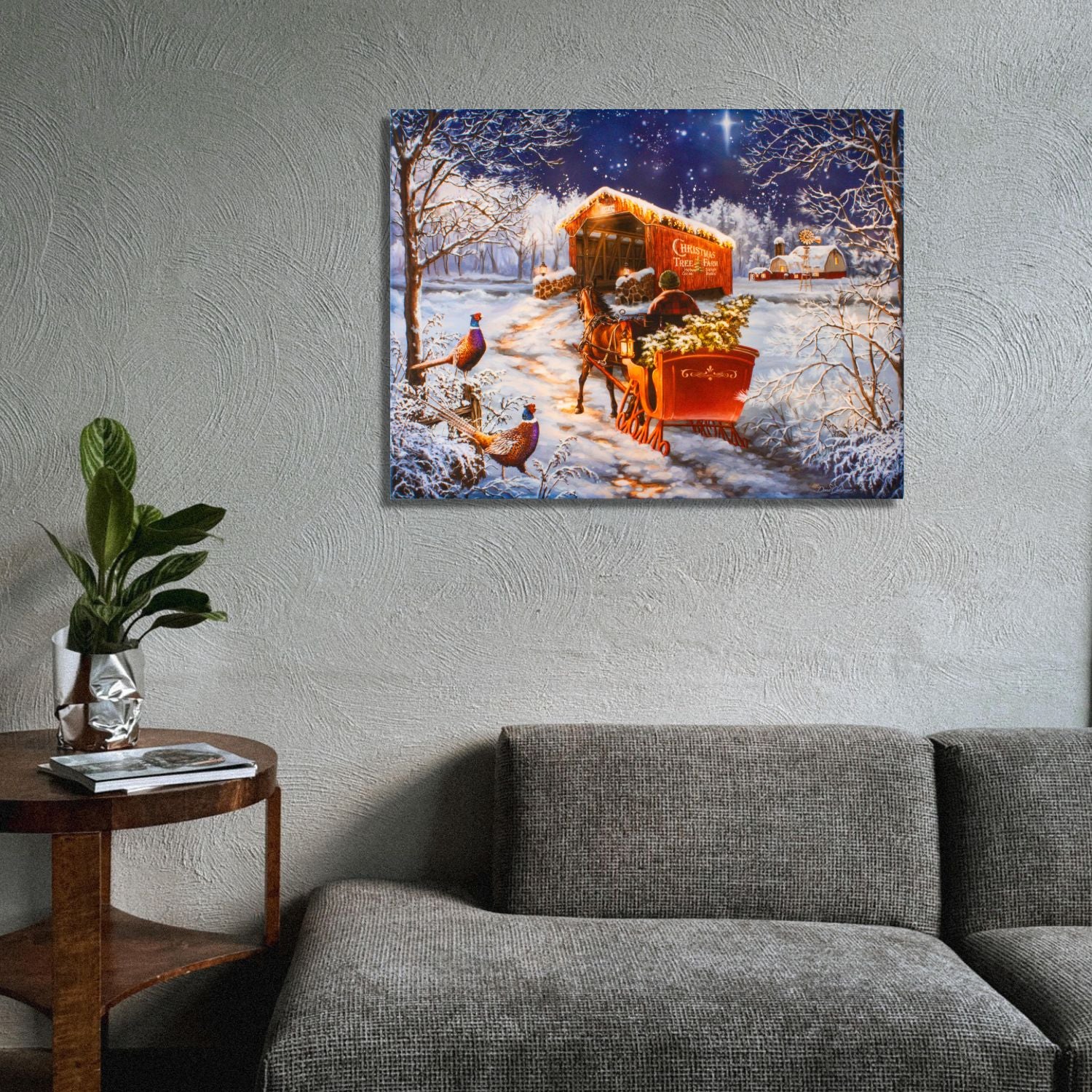 Starry Winter Night 18x24 Fully Illuminated LED Wall Art