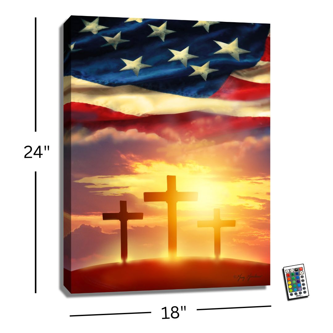 God and Country 18x24 Fully Illuminated LED Wall Art