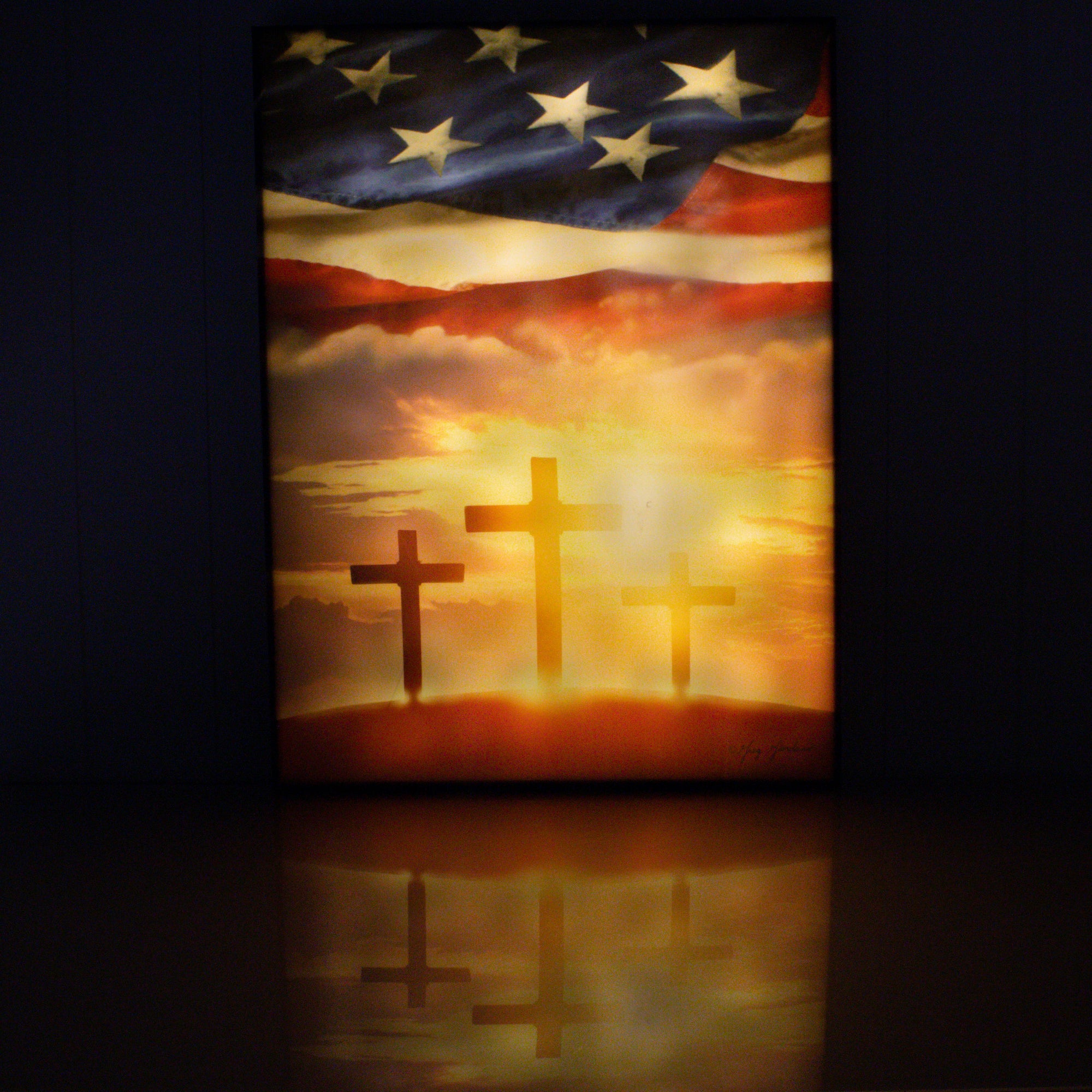 God and Country 18x24 Fully Illuminated LED Wall Art