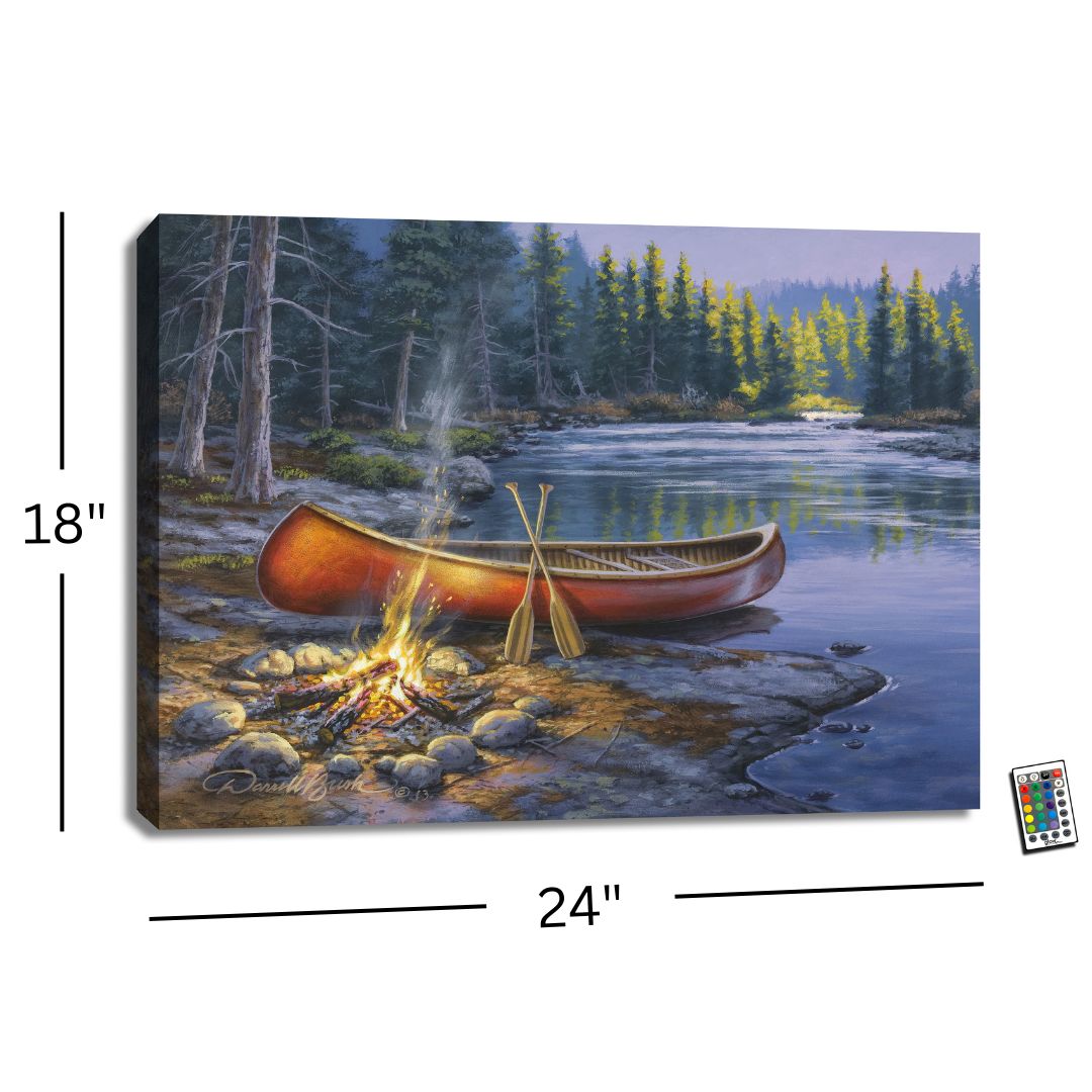 Red Canoe 18x24 Fully Illuminated LED Wall Art
