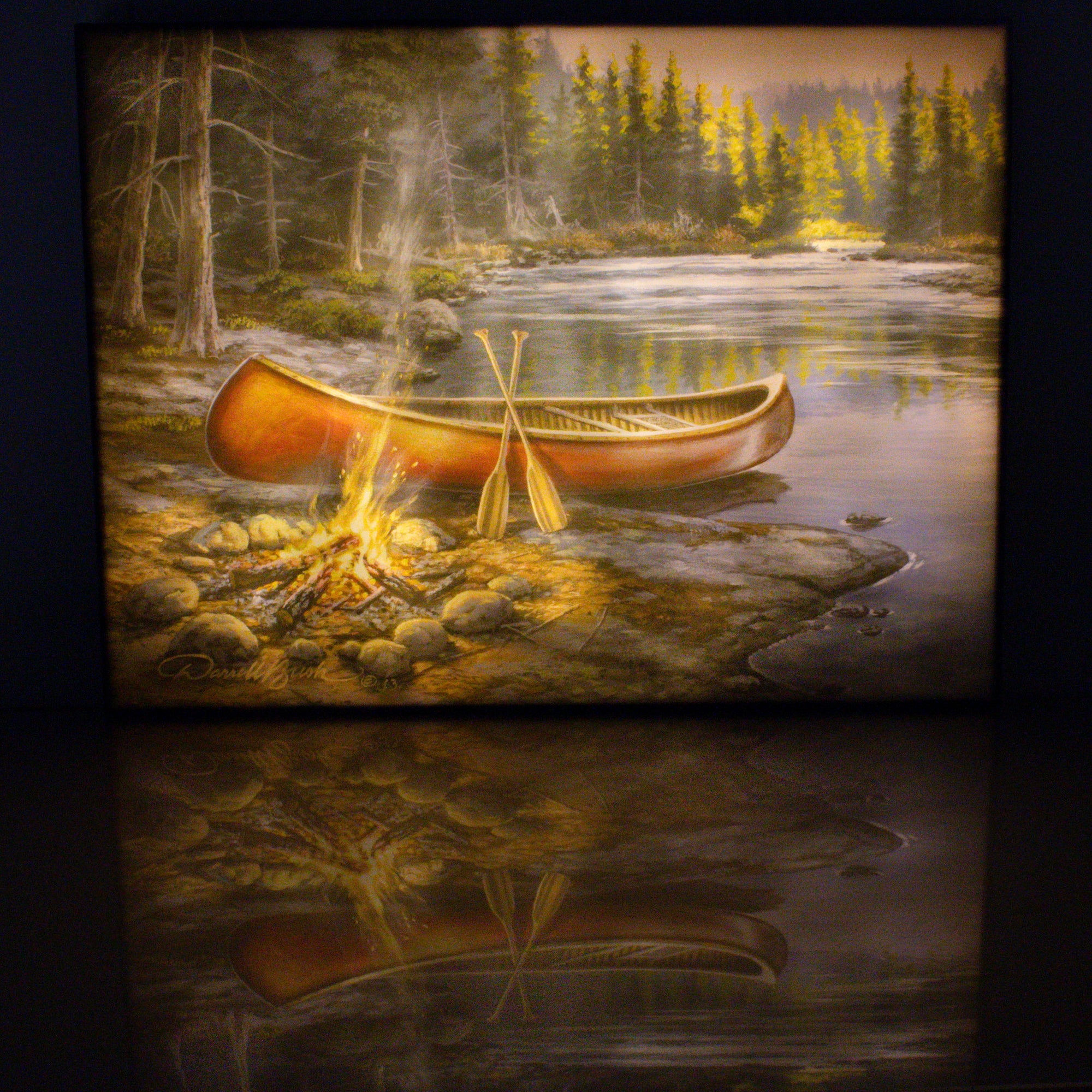 Red Canoe 18x24 Fully Illuminated LED Wall Art