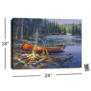 Red Canoe 18x24 Fully Illuminated LED Wall Art