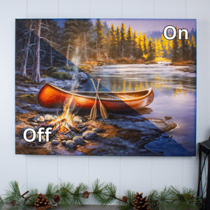 Red Canoe 18x24 Fully Illuminated LED Wall Art