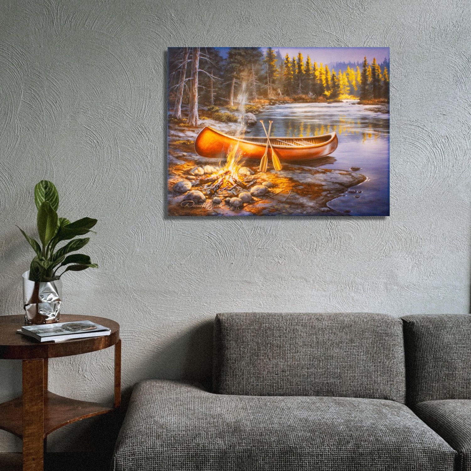 Red Canoe 18x24 Fully Illuminated LED Wall Art