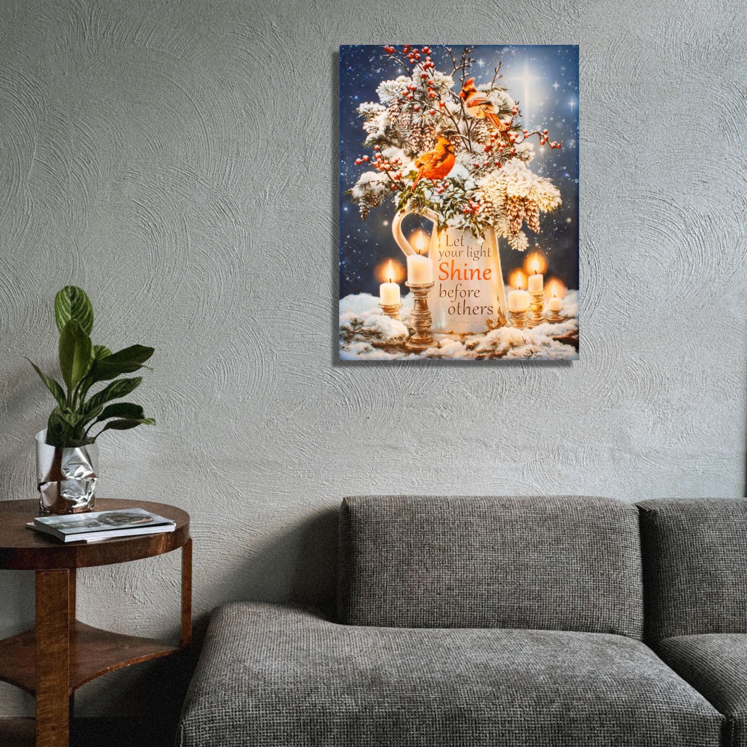 Candle Light Christmas 18x24 Fully Illuminated LED Wall Art