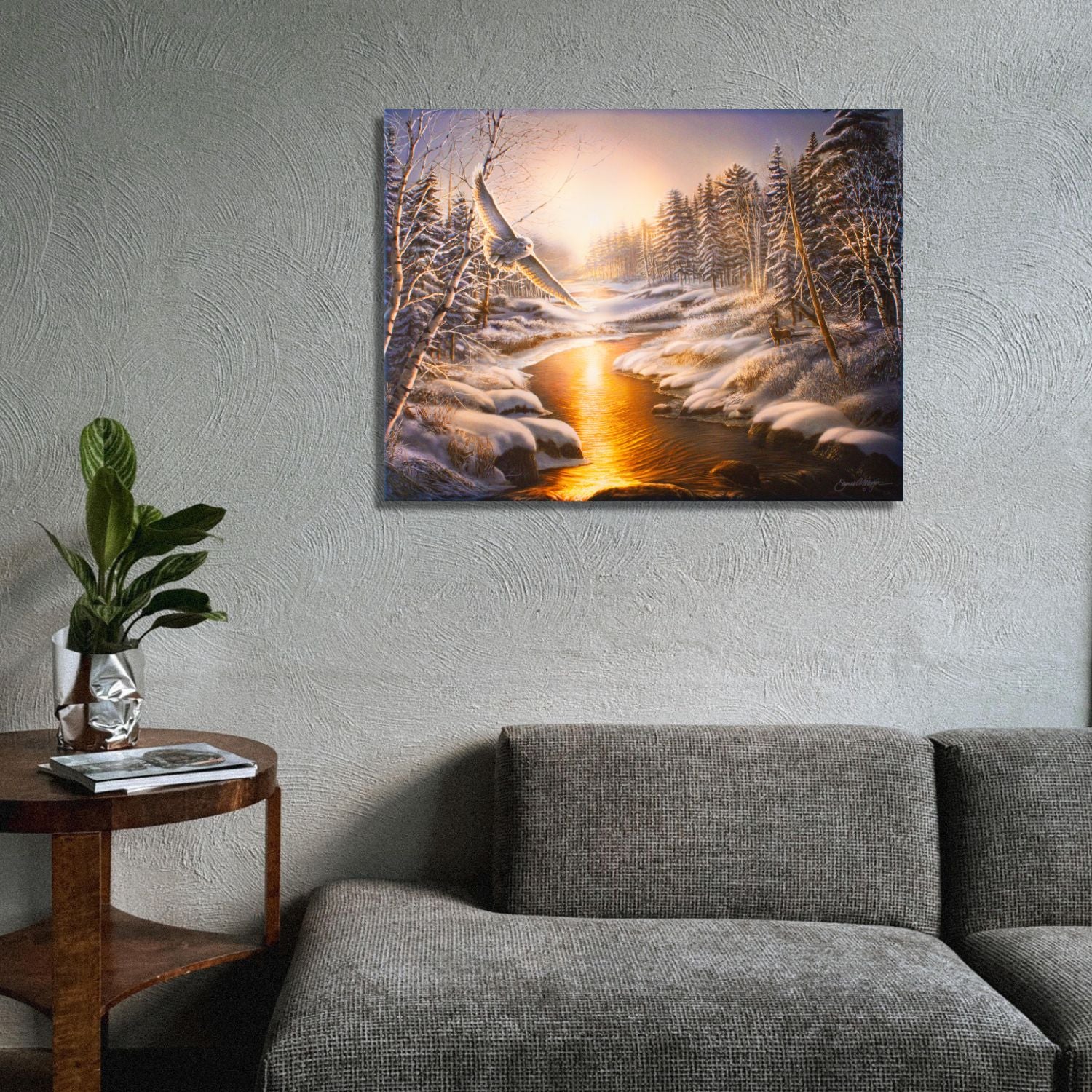 Solstice Snowy Owl 18x24 Fully Illuminated LED Wall Art