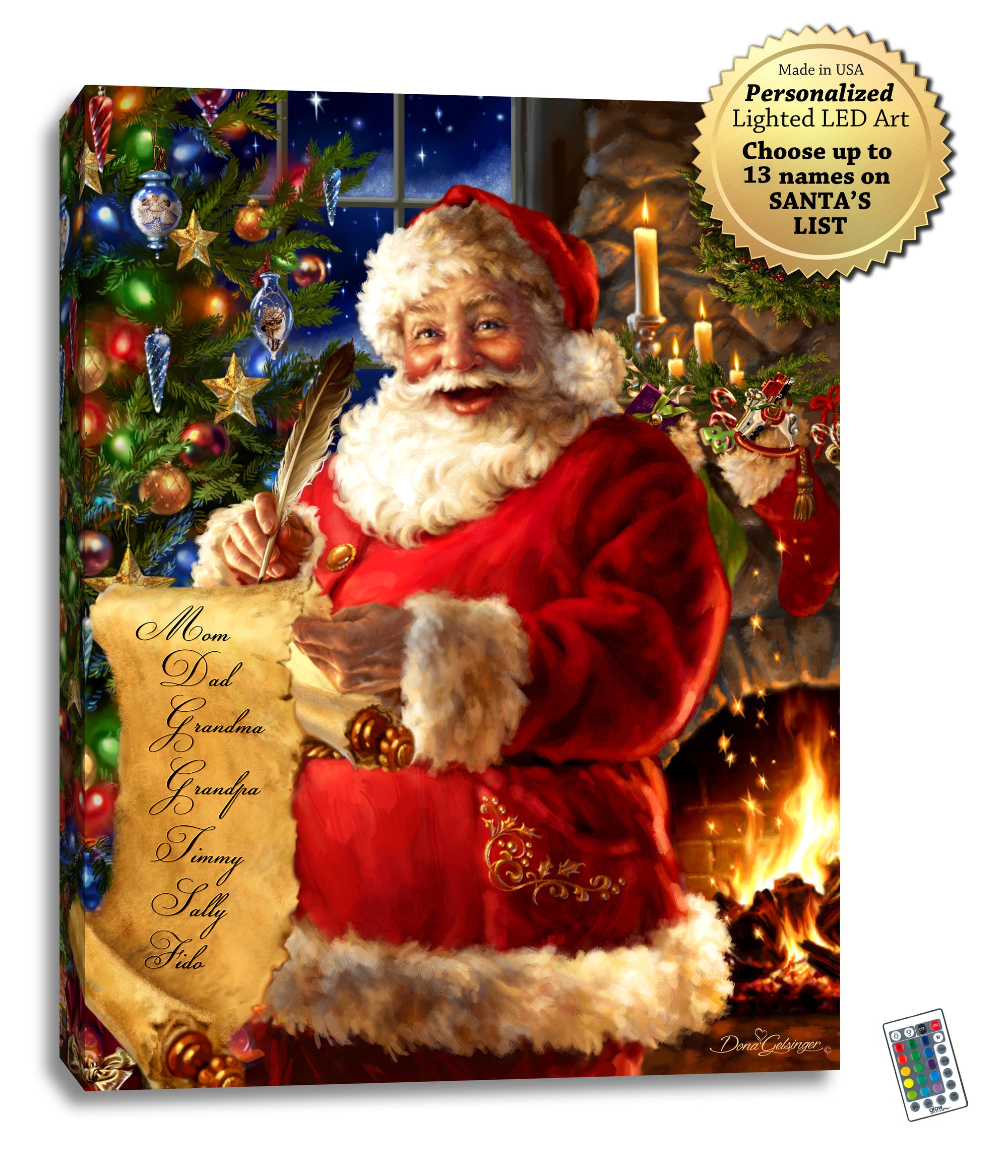Santa's List Personalized LED Illuminated Wall Art