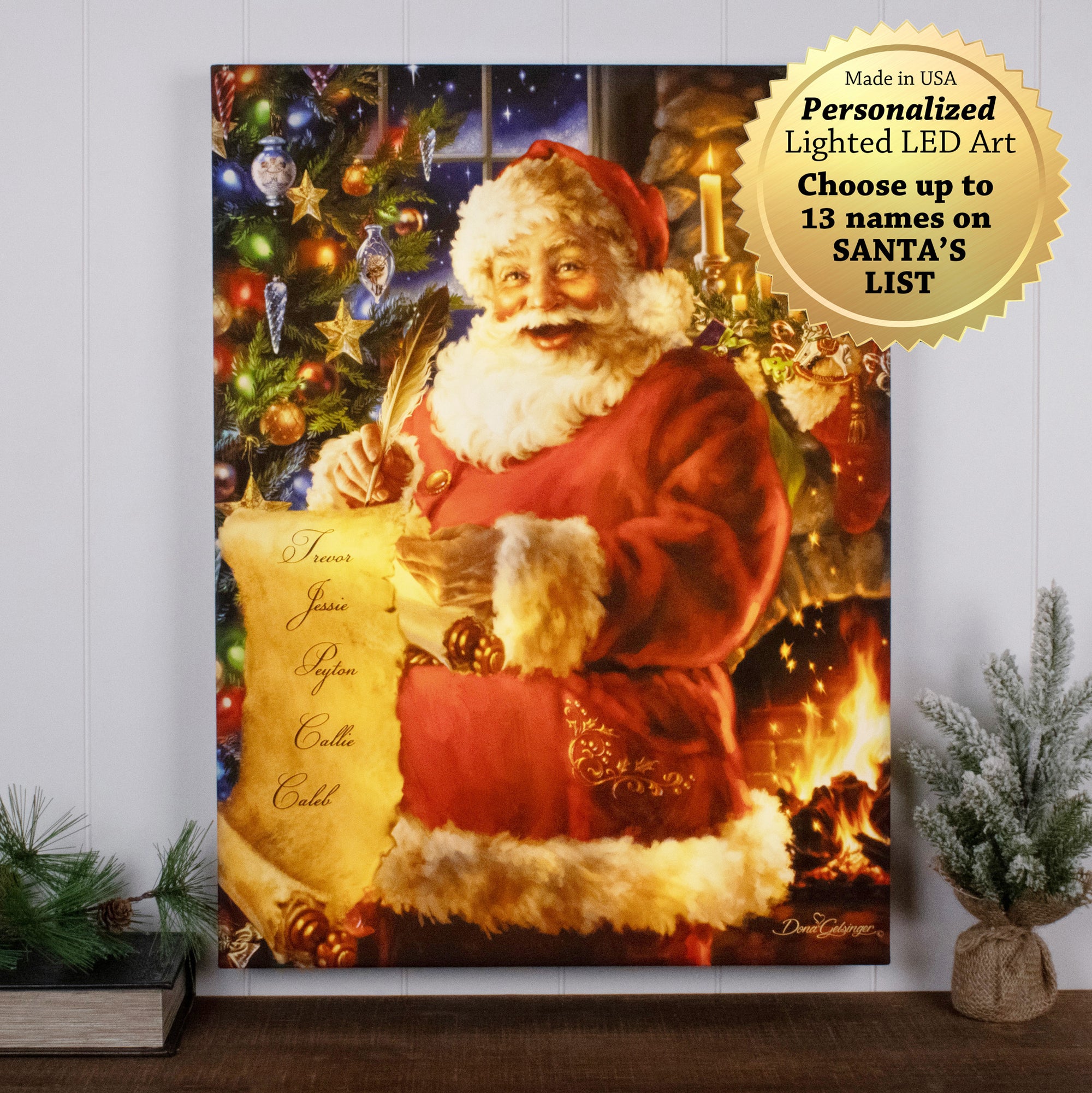 Santa's List Personalized LED Illuminated Wall Art