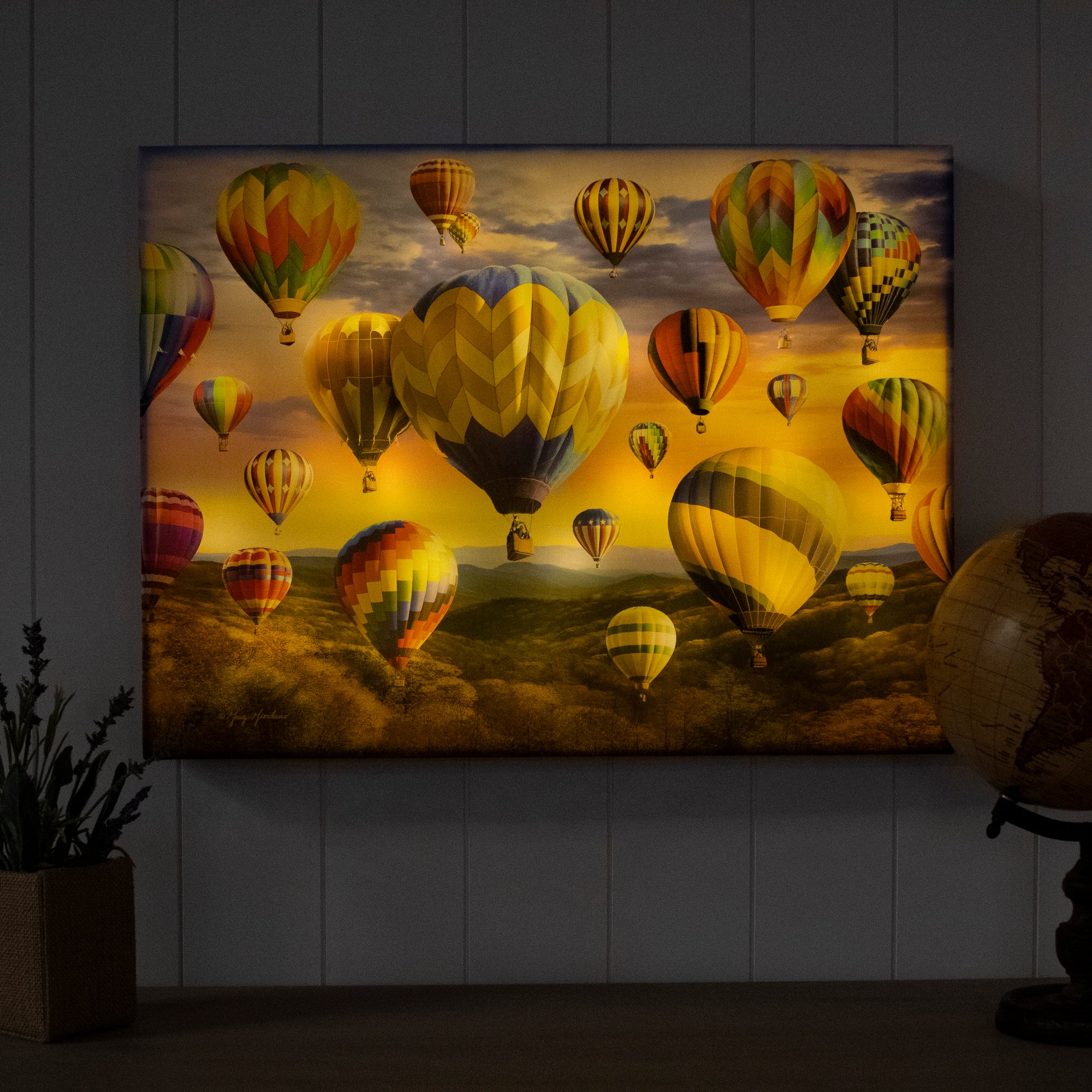 Hot Air Balloons 18x24 Fully Illuminated LED Wall Art