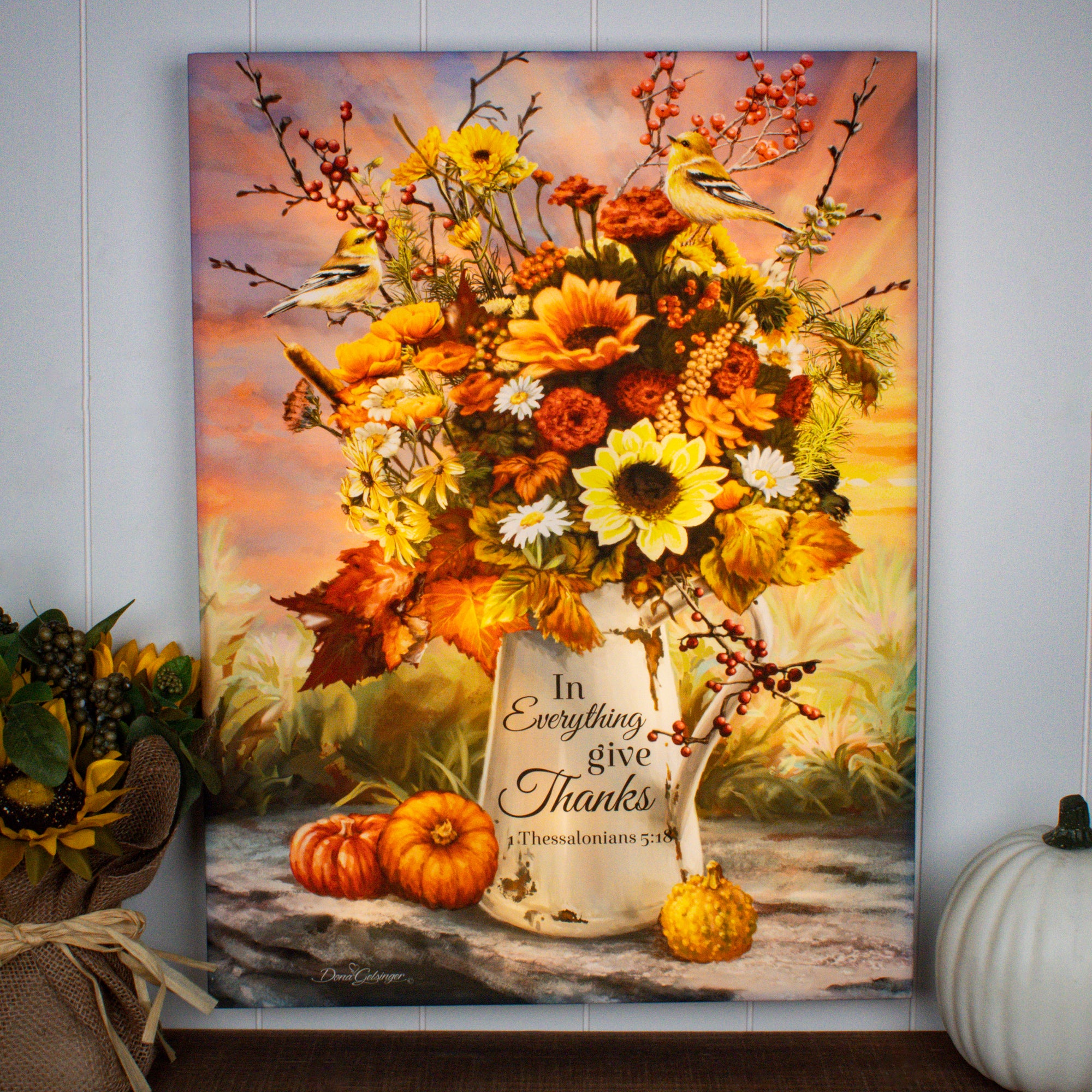 In Everything Give Thanks 24x18 Fully Illuminated LED Wall Art