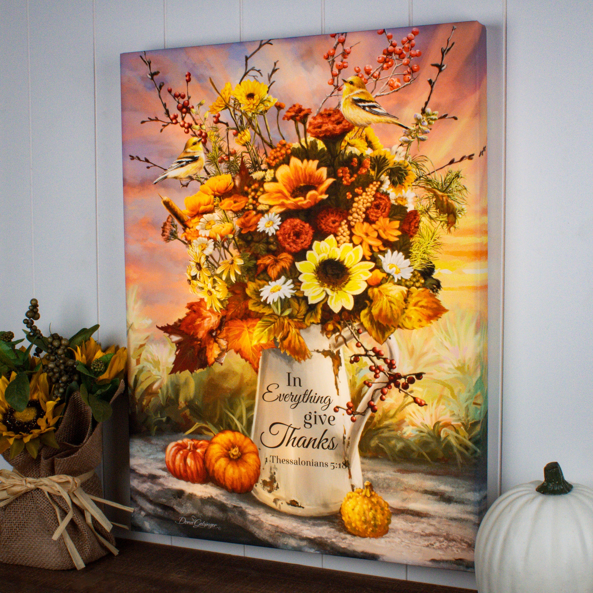 In Everything Give Thanks 24x18 Fully Illuminated LED Wall Art