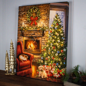 Fireside Christmas 18x24 Fully Illuminated LED Wall Art