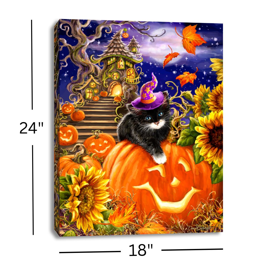 Halloween Kitten 18x24 Fully Illuminated LED Wall Art