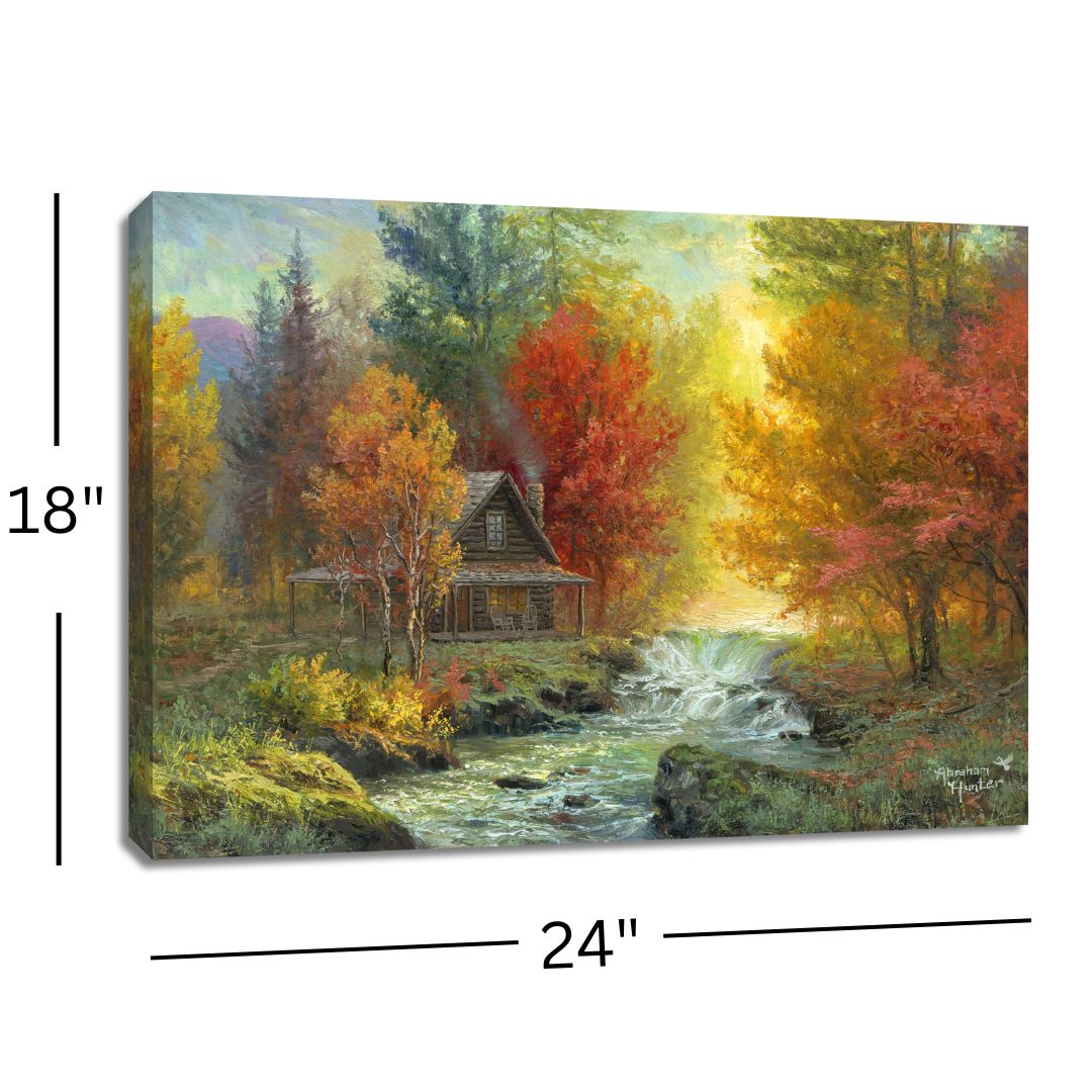 Creekside Cabin 18x24 Fully Illuminated LED Wall Art