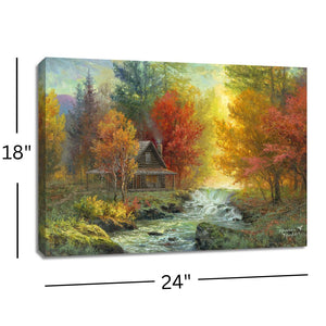 Creekside Cabin 18x24 Fully Illuminated LED Wall Art