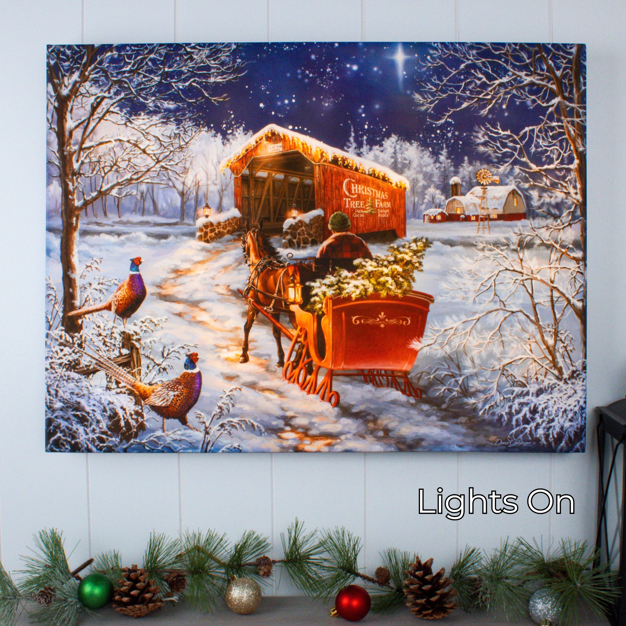Starry Winter Night 18x24 Fully Illuminated LED Wall Art
