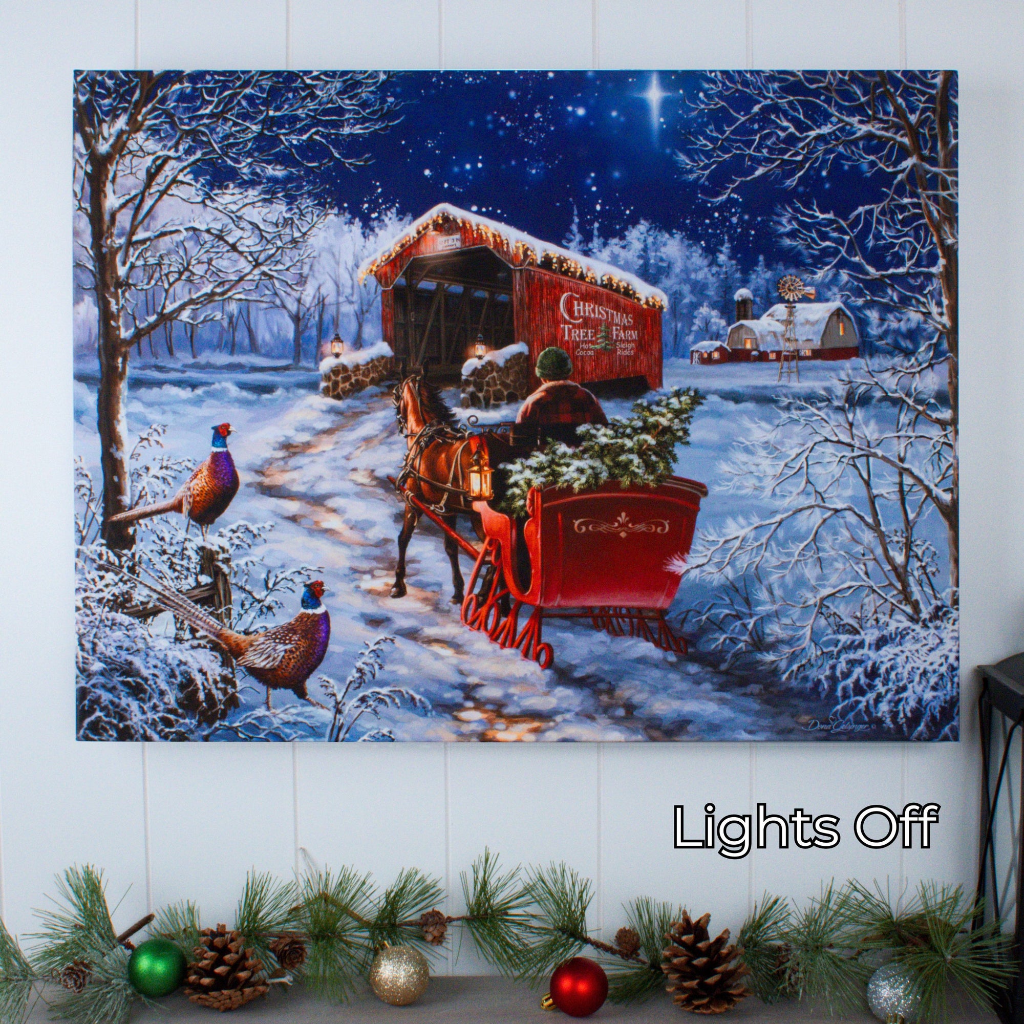 Starry Winter Night 18x24 Fully Illuminated LED Wall Art