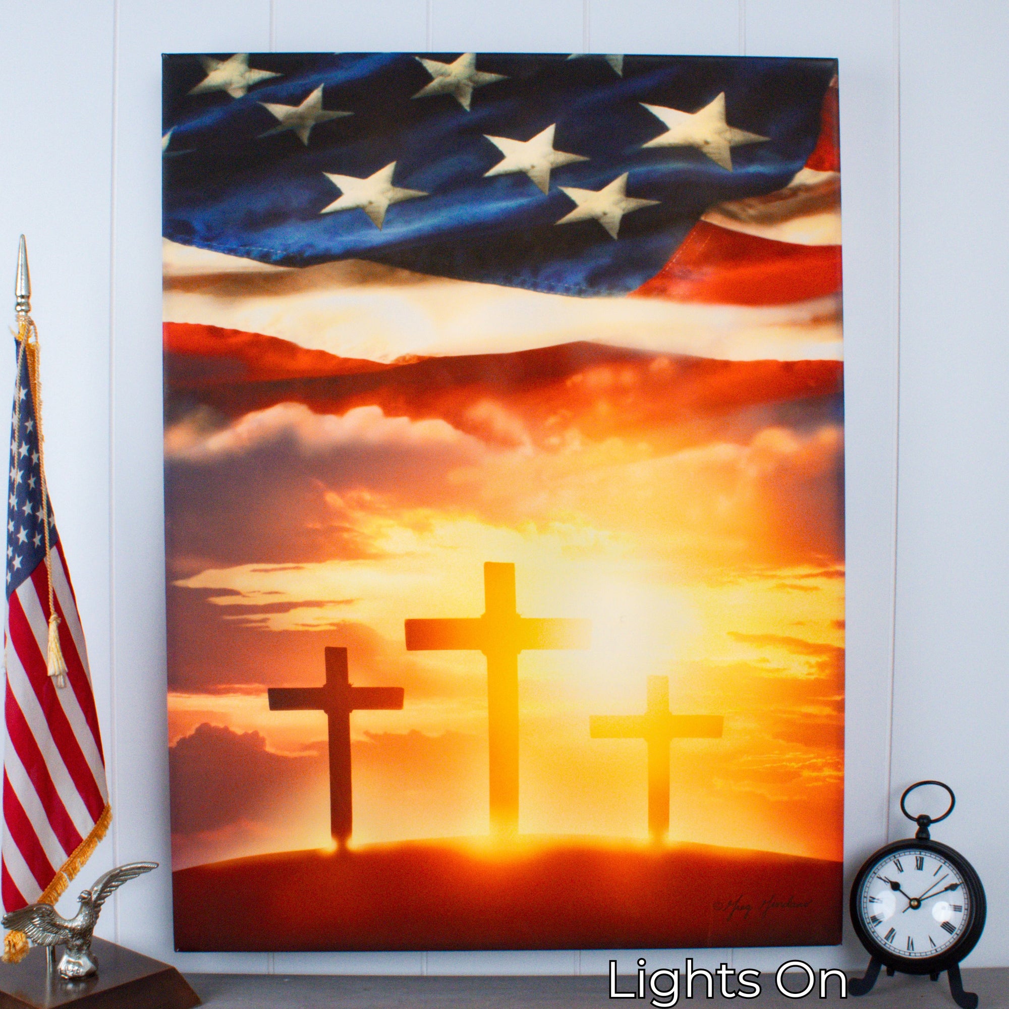 God and Country 18x24 Fully Illuminated LED Wall Art