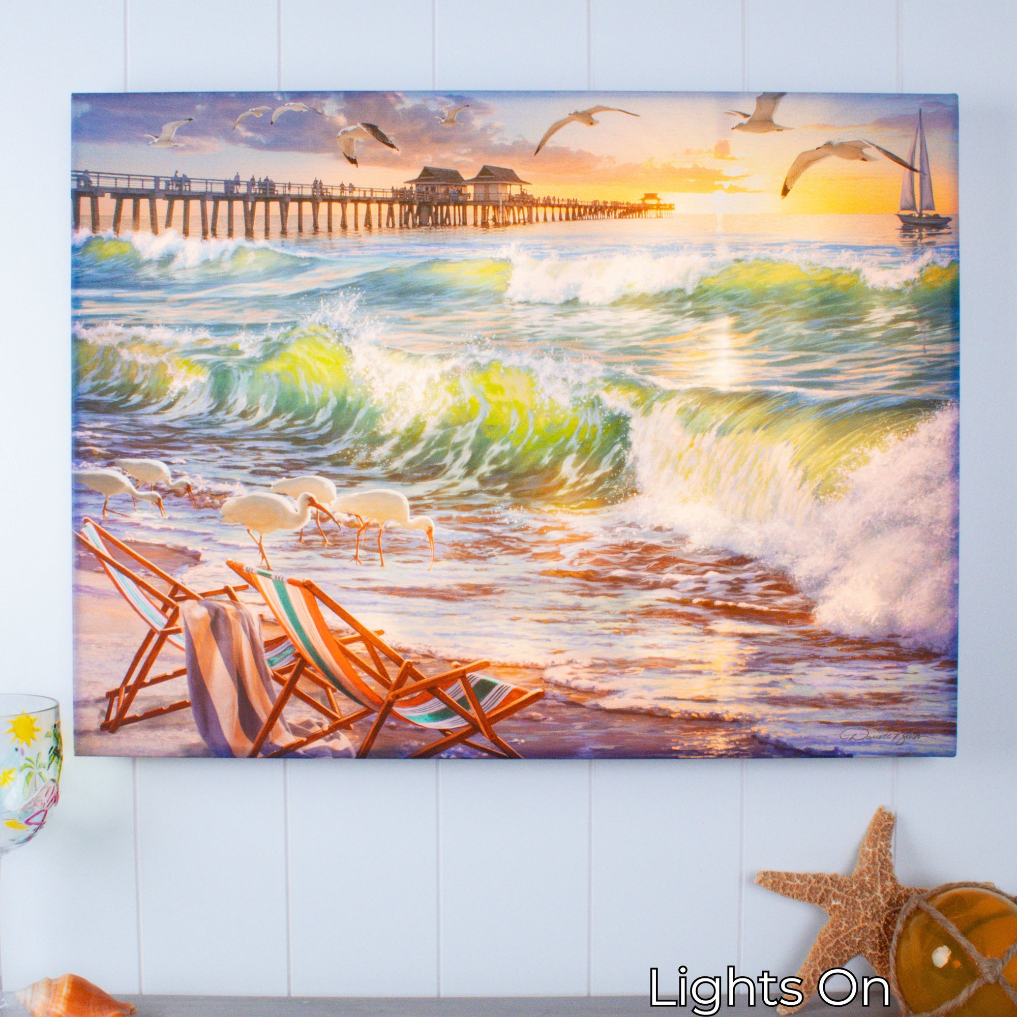 Seaside Escape 18x24 Fully Illuminated LED Wall Art