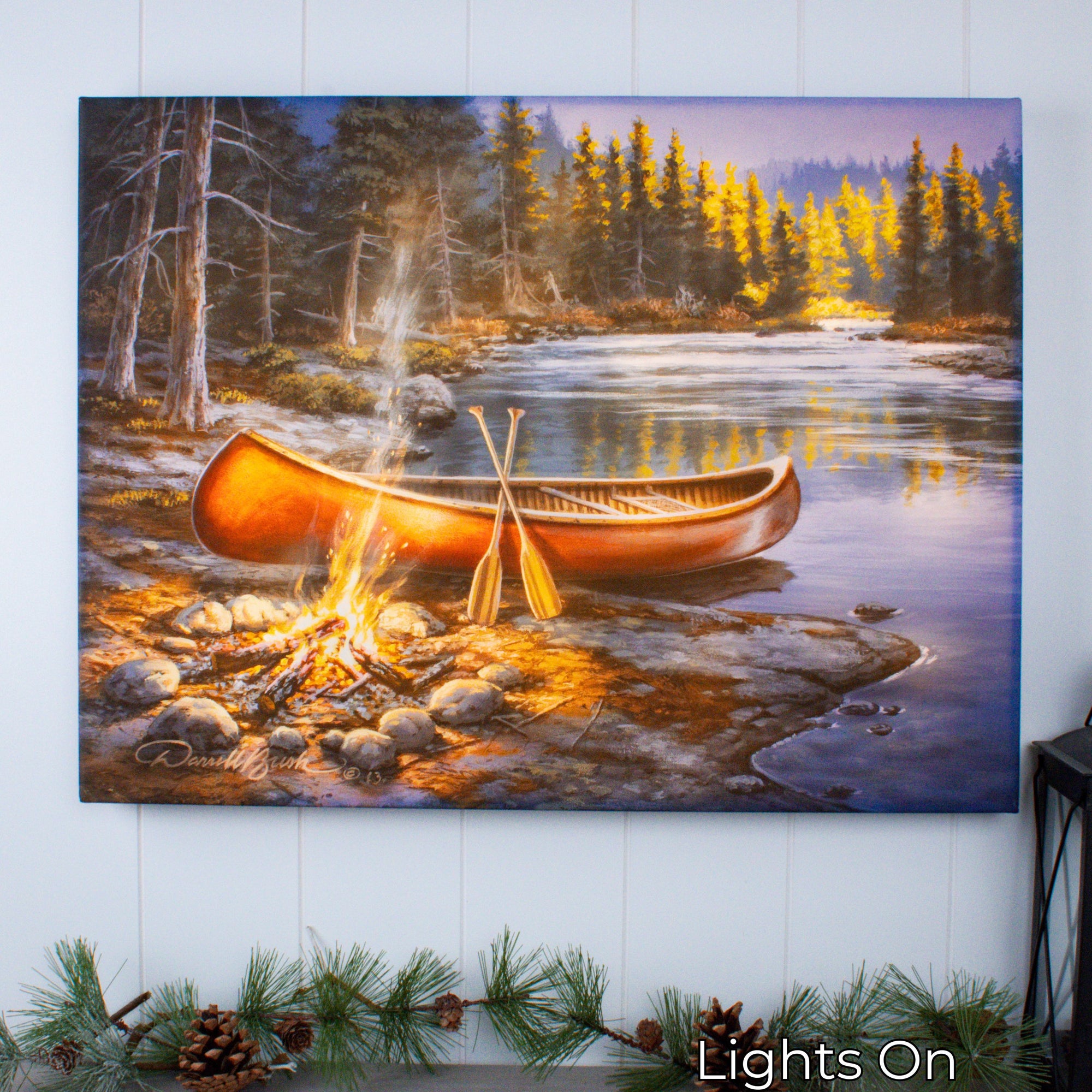 Red Canoe 18x24 Fully Illuminated LED Wall Art