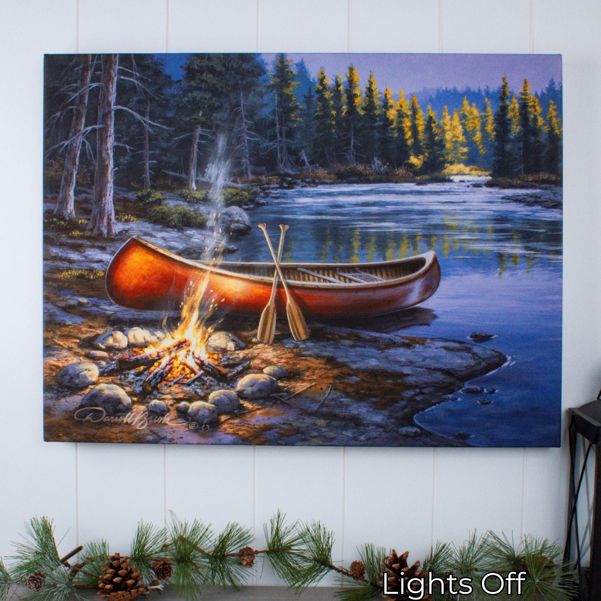 Red Canoe 18x24 Fully Illuminated LED Wall Art