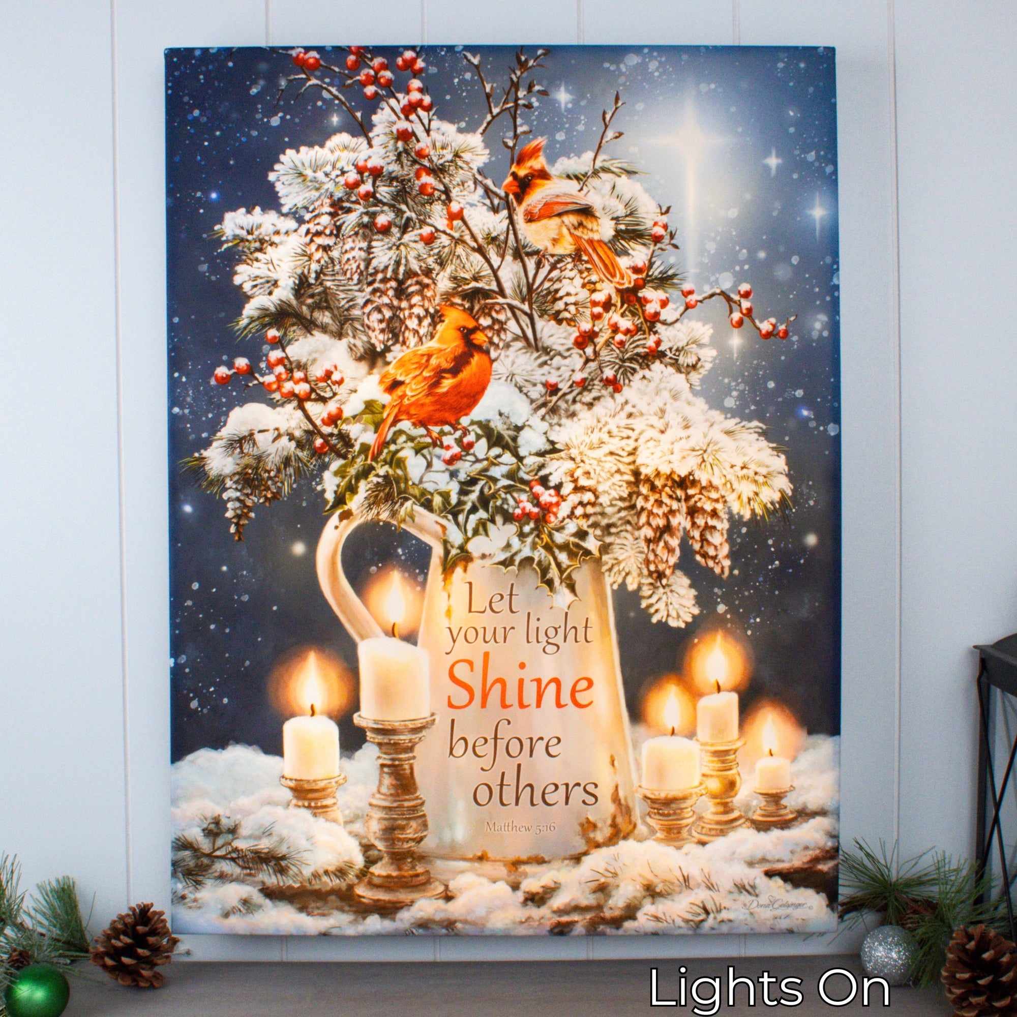 Candle Light Christmas 18x24 Fully Illuminated LED Wall Art