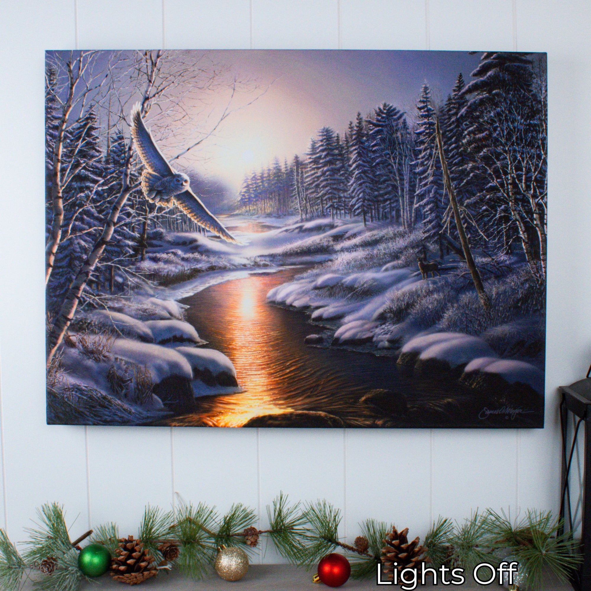Solstice Snowy Owl 18x24 Fully Illuminated LED Wall Art