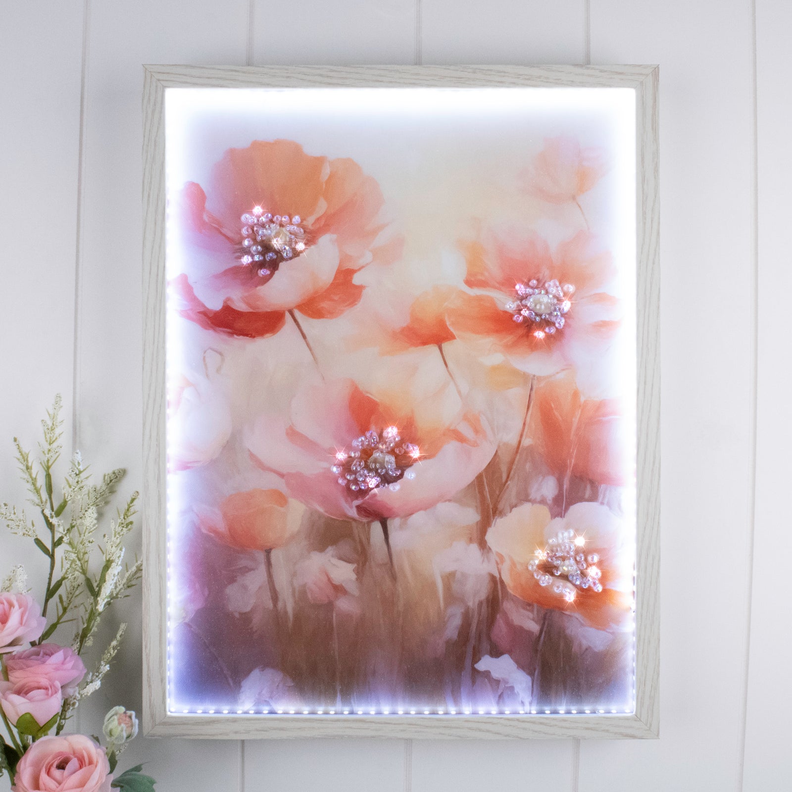 Poppy Dreams 12x16 Jeweled Halo Glow LED Art