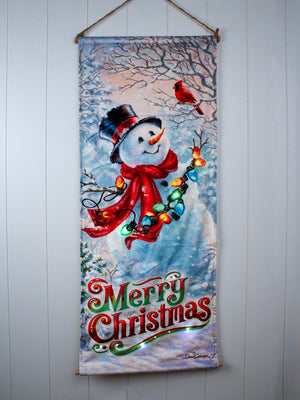 Vintage Snowman LED Banner