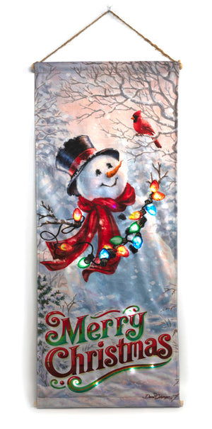 Vintage Snowman LED Banner