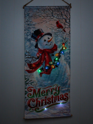 Vintage Snowman LED Banner