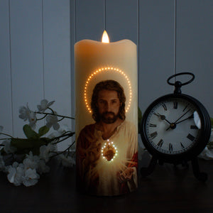 Sacred Heart of Jesus Fiber Optic Candle