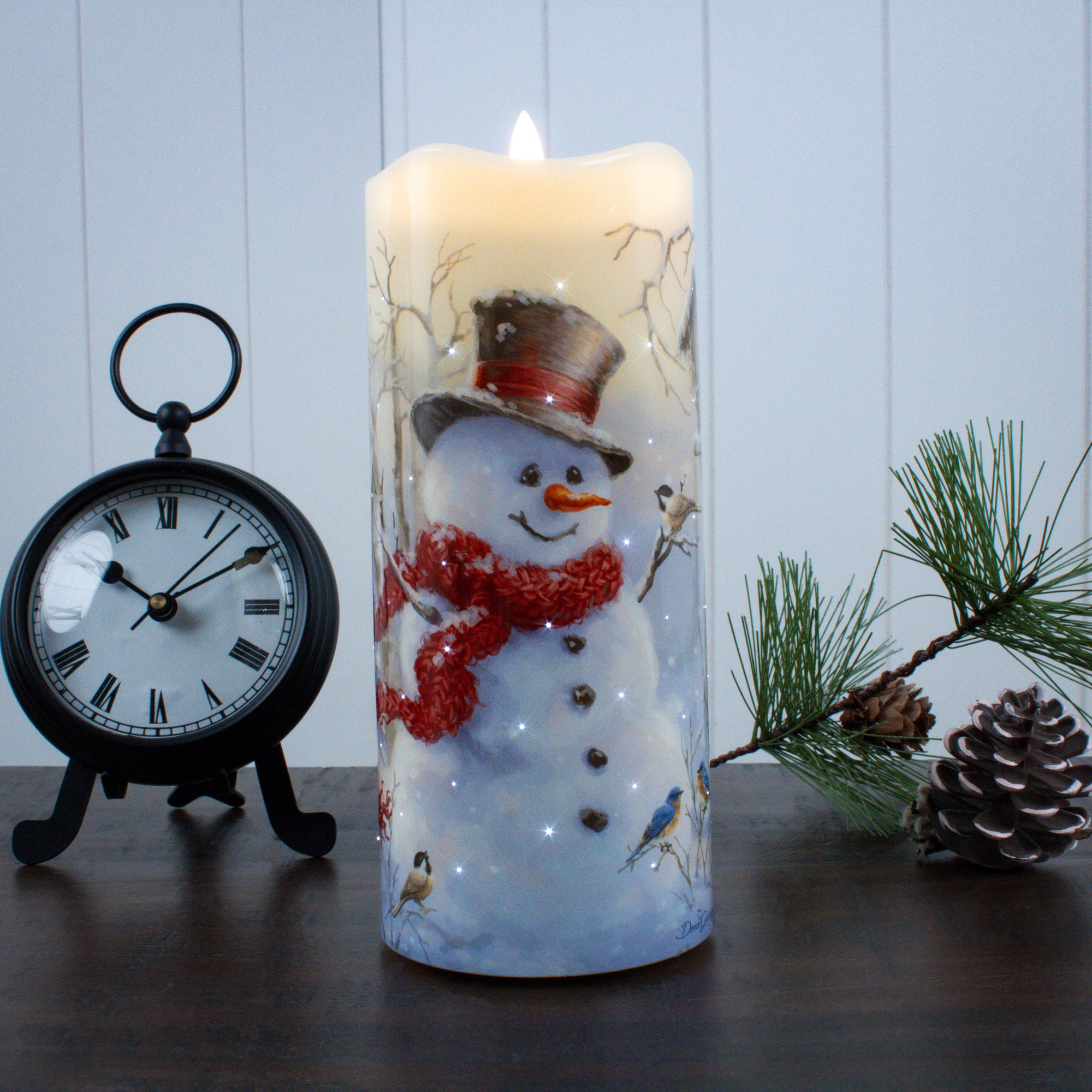 Snowman Fiber Optic Candle