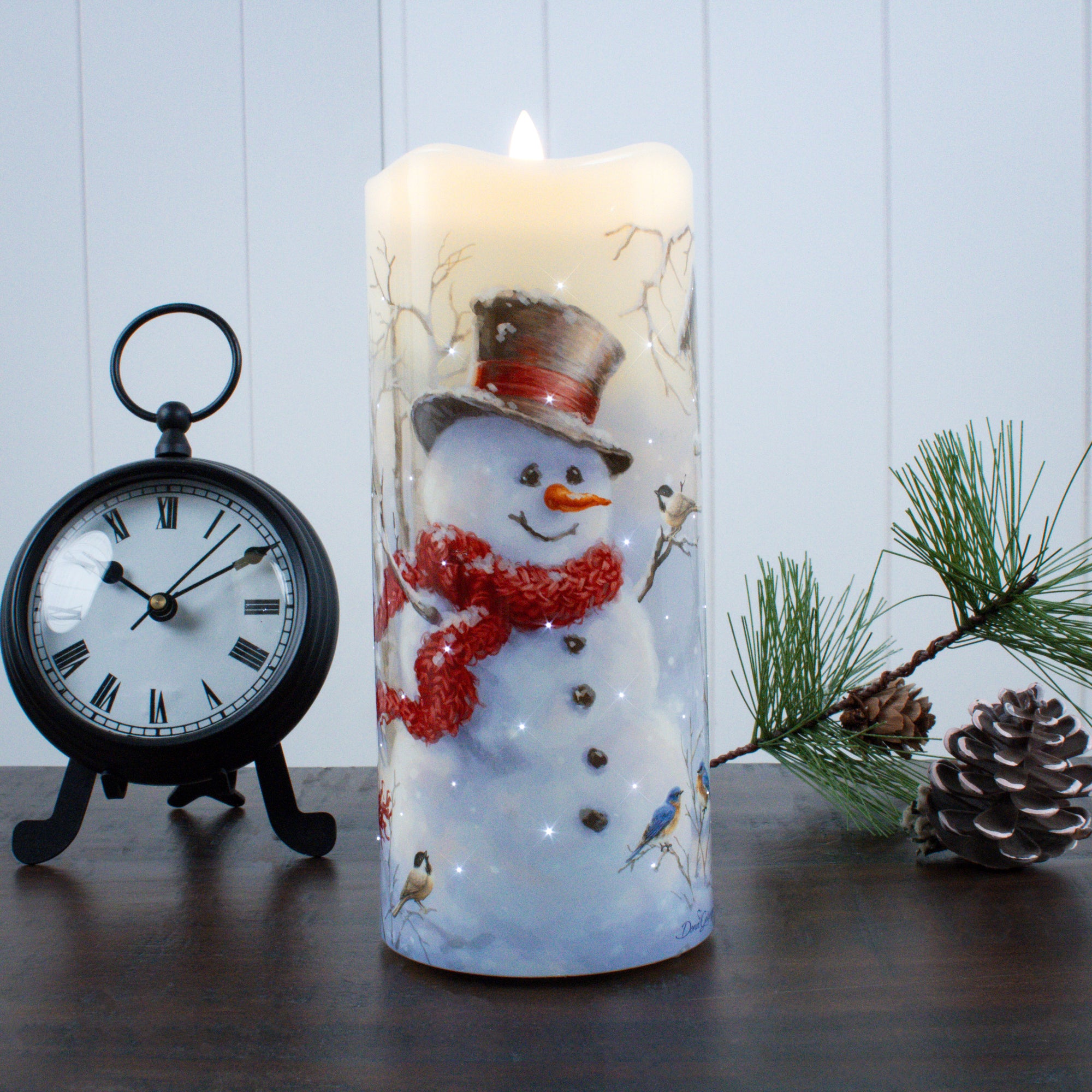 Snowman Fiber Optic Candle