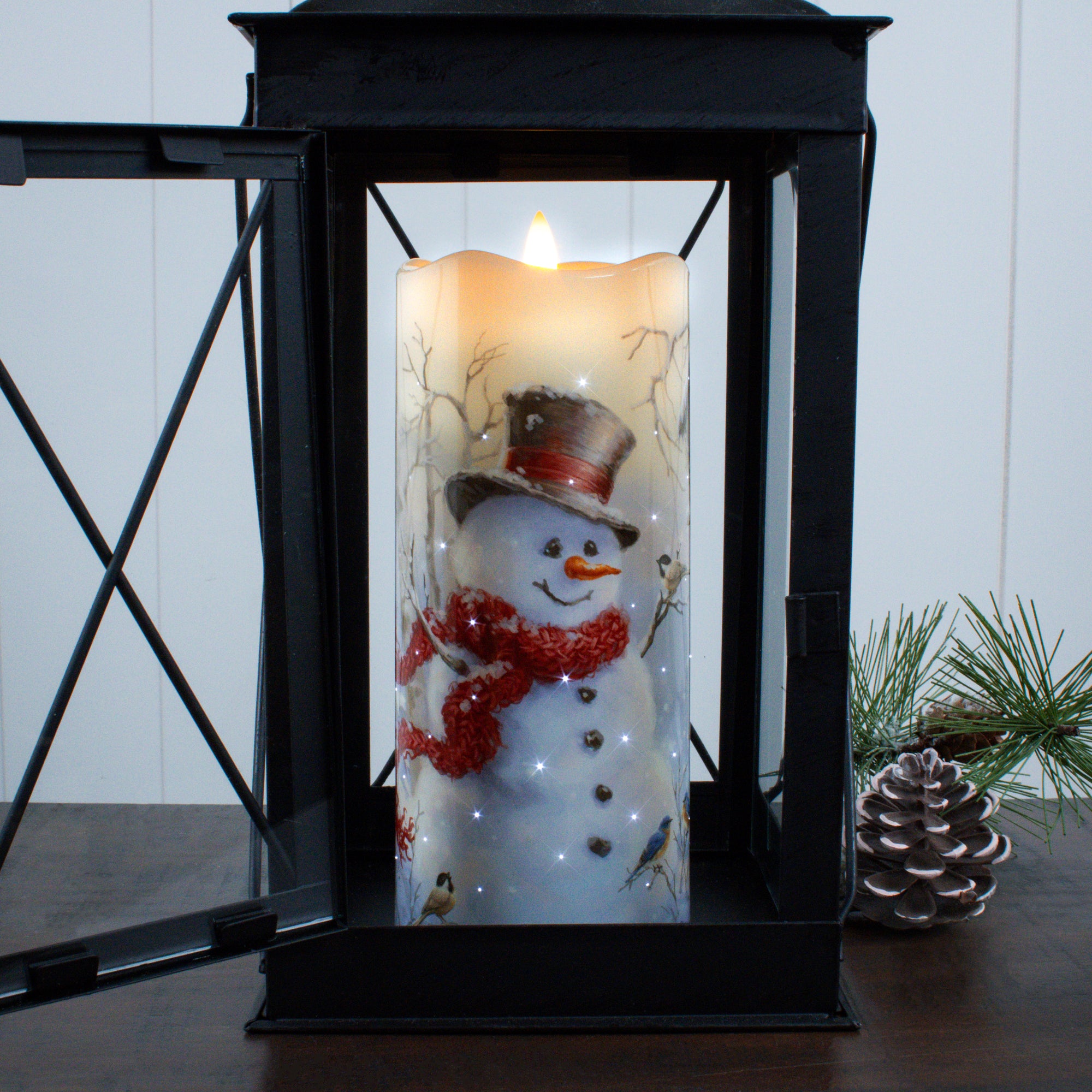 Snowman Fiber Optic Candle