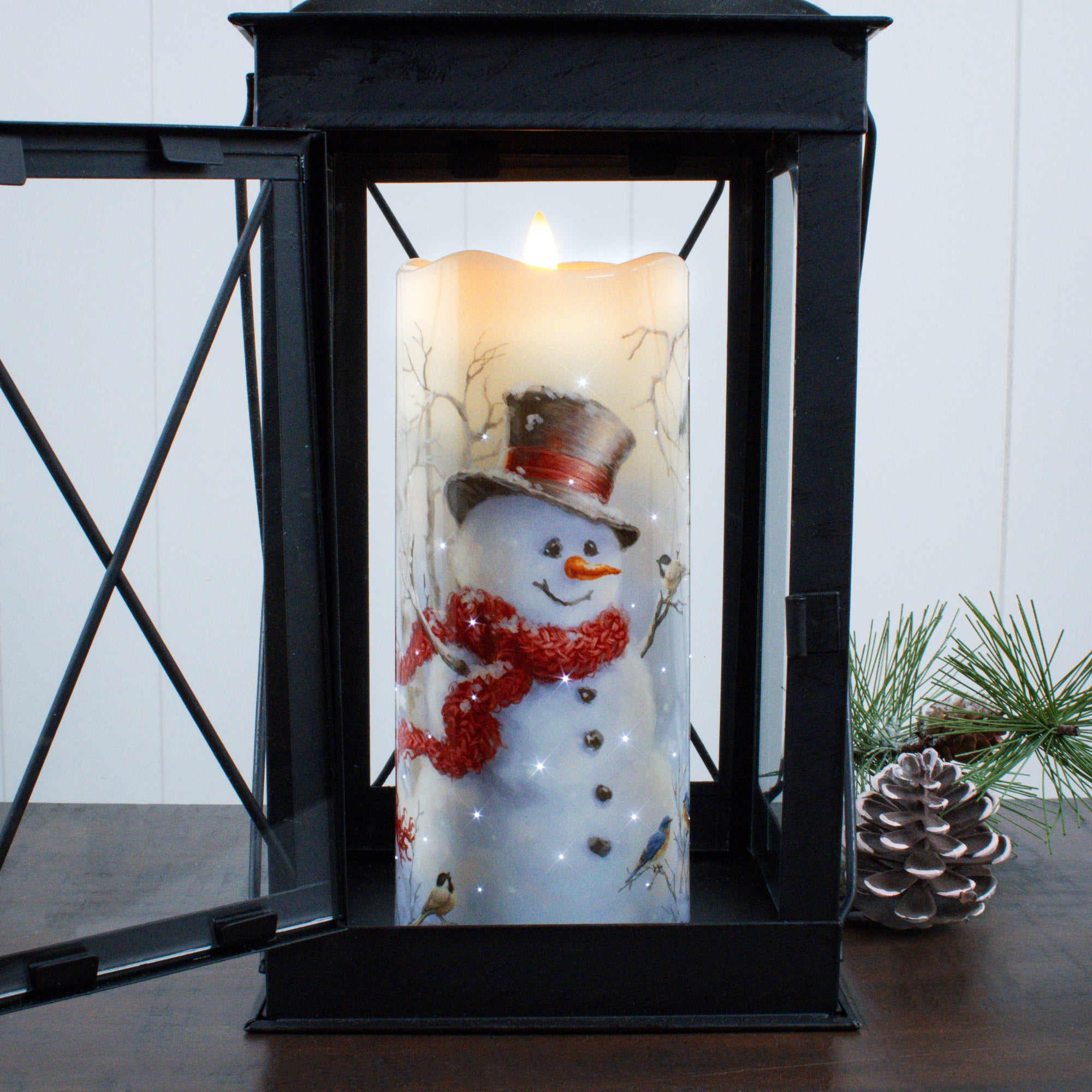 Snowman Fiber Optic Candle