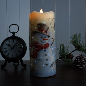 Snowman Fiber Optic Candle
