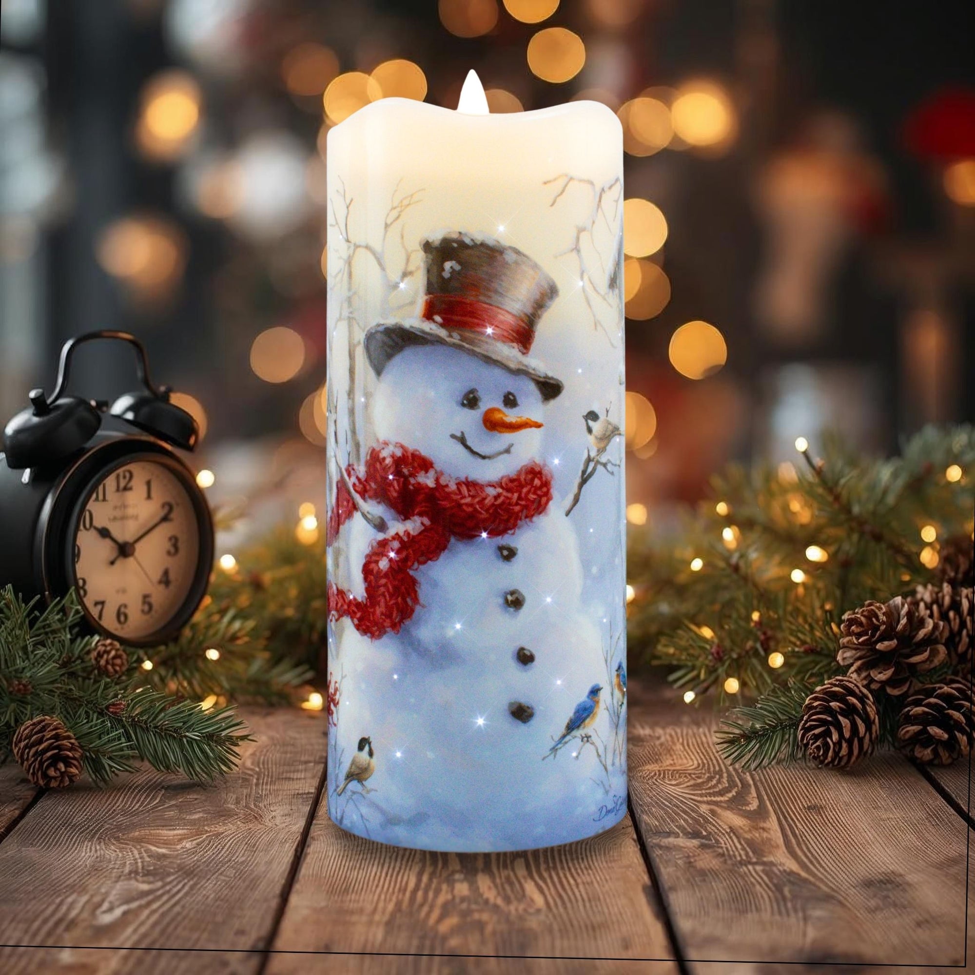 Snowman Fiber Optic Candle