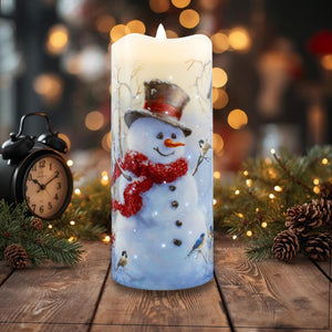Snowman Fiber Optic Candle