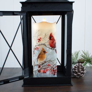 Winter Cardinals Fiber Optic Candle
