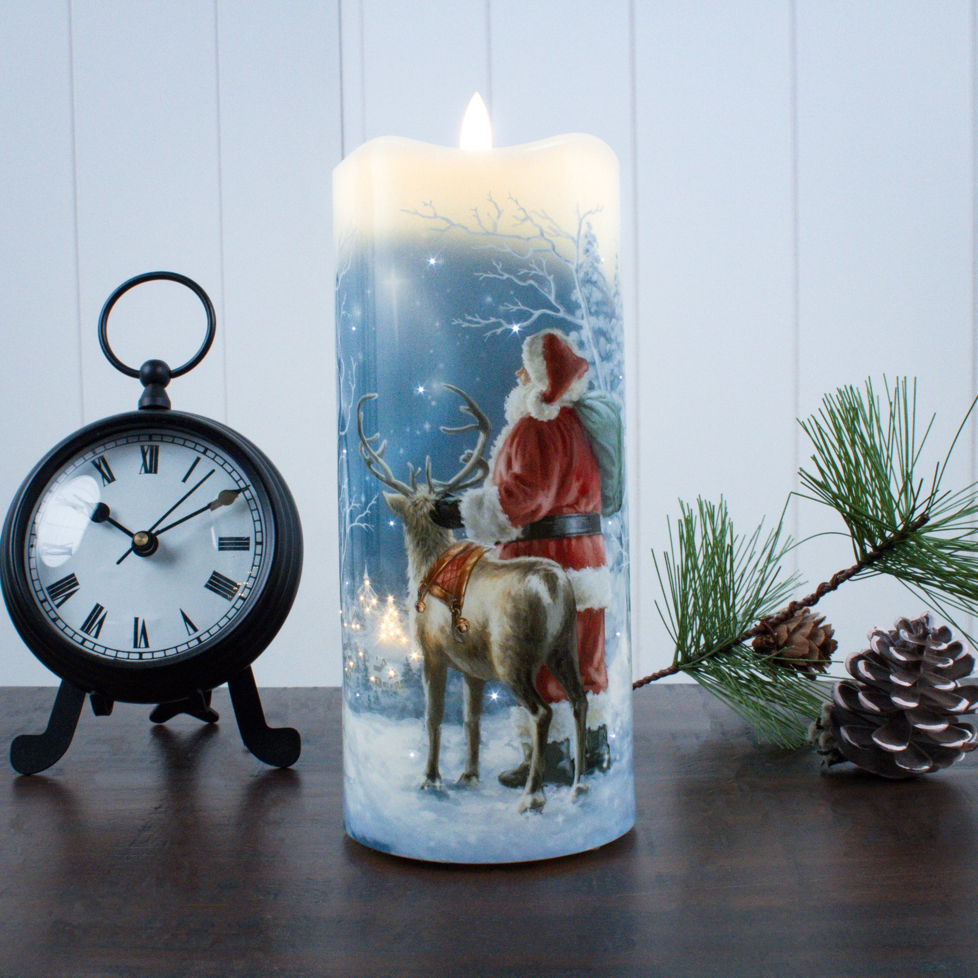 Starry Night Santa Fiber Optic Candle