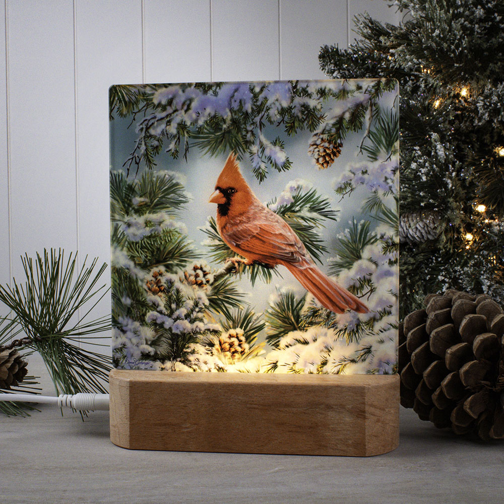 Snowy Pine Cardinal LED Nightlight