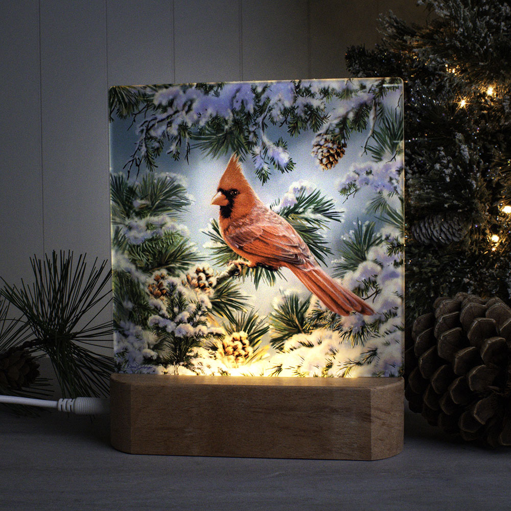 Snowy Pine Cardinal LED Nightlight